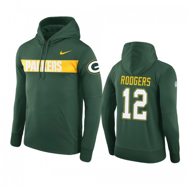 Green Bay Packers #12 Aaron Rodgers Green Nike Pul...