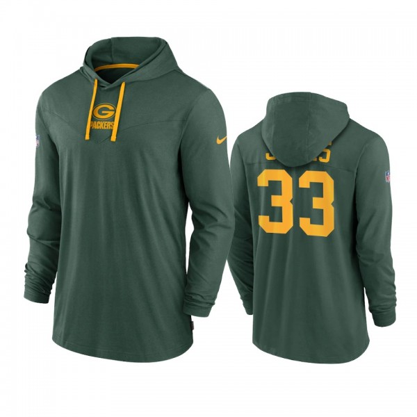 Men's Green Bay Packers Aaron Jones Green Hoodie Tri-Blend Sideline Performance T-Shirt