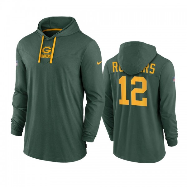 Men's Green Bay Packers Aaron Rodgers Green Hoodie Tri-Blend Sideline Performance T-Shirt
