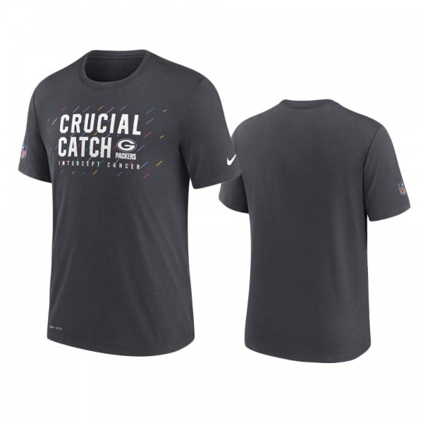 Men's Green Bay Packers Charcoal Performance 2021 NFL Crucial Catch T-Shirt