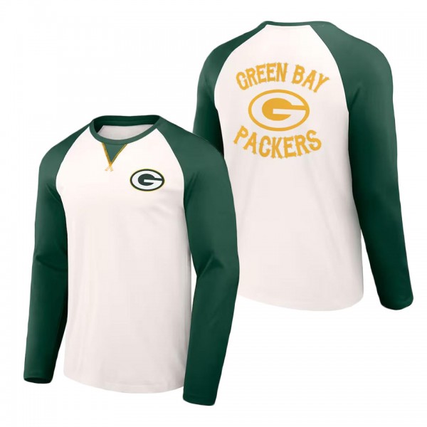Men's Green Bay Packers NFL x Darius Rucker Collection by Fanatics Cream Green Long Sleeve Raglan T-Shirt