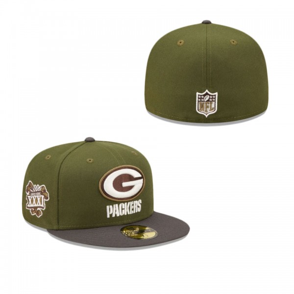 Green Bay Packers Olive Graphite Super Bowl XXXI 59FIFTY Fitted Hat