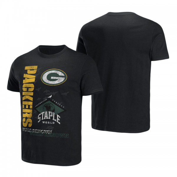 Men's Green Bay Packers NFL x Staple Black World Renowned T-Shirt