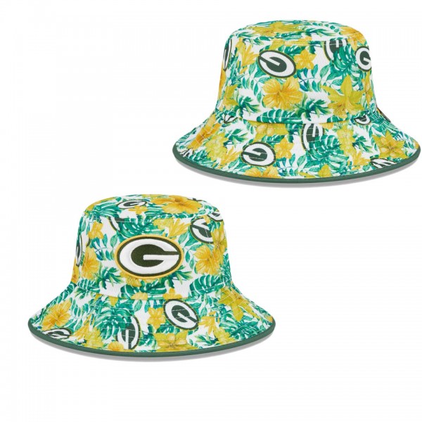 Men's Green Bay Packers White Botanical Bucket Hat
