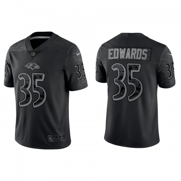 Gus Edwards Baltimore Ravens Black Reflective Limited Jersey