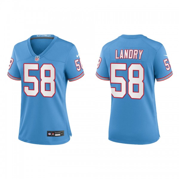 Harold Landry Women Tennessee Titans Light Blue Oilers Throwback Alternate Game Jersey