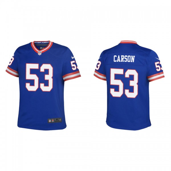 Harry Carson Youth Giants Royal Classic Game Jerse...