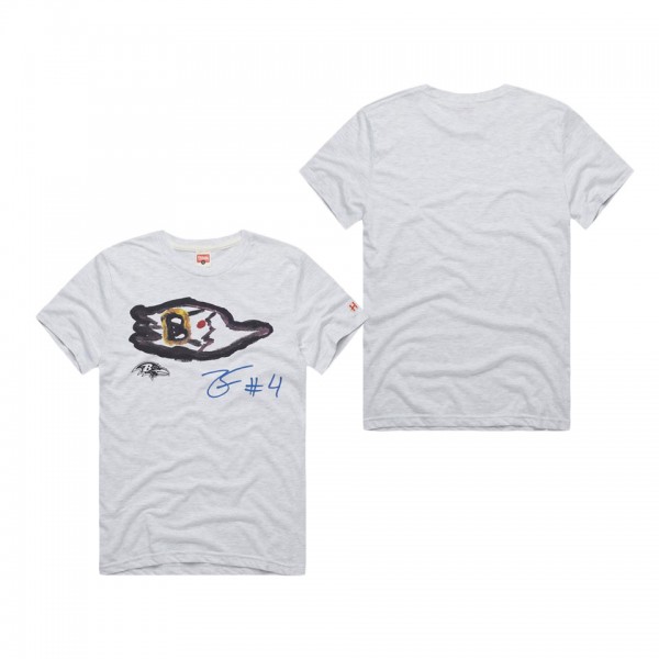 Homage Unisex Ash Rookies Paint Baltimore Ravens by Zay Flowers T-Shirt