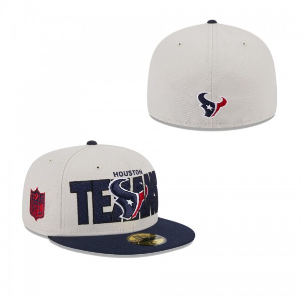 Men's Houston Texans Stone Navy 2023 NFL Draft On Stage 59FIFTY Fitted Hat