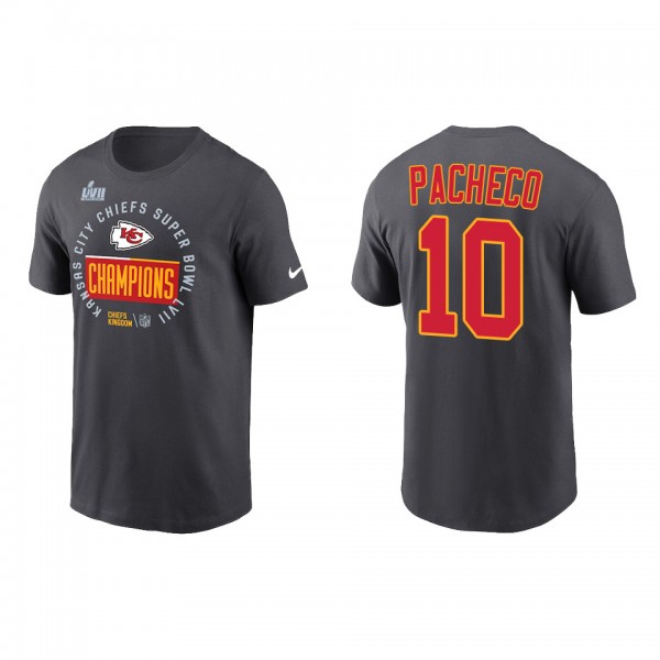 Isiah Pacheco Kansas City Chiefs Anthracite Super Bowl LVII Champions Locker Room Trophy Collection T-Shirt