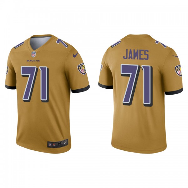 Men's Baltimore Ravens Ja'Wuan James Gold Inverted...