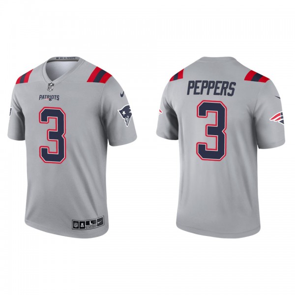 Men's New England Patriots Jabrill Peppers Gray Inverted Legend Jersey