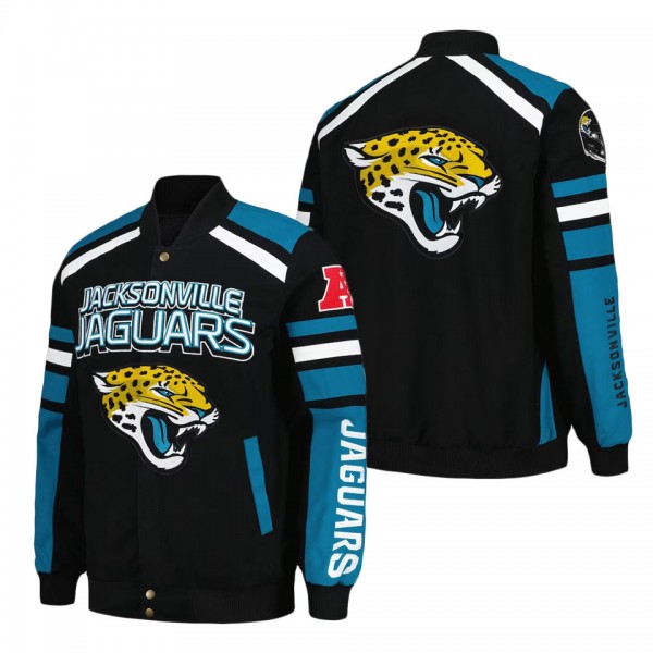 Men's Jacksonville Jaguars G-III Sports by Carl Banks Black Power Forward Racing Full-Snap Jacket