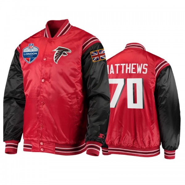 Atlanta Falcons Jake Matthews Red 2021 NFL London Game Jacket