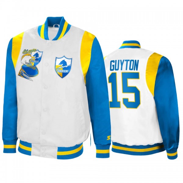 Los Angeles Chargers Jalen Guyton White Powder Blue Retro The All-American Full-Snap Jacket