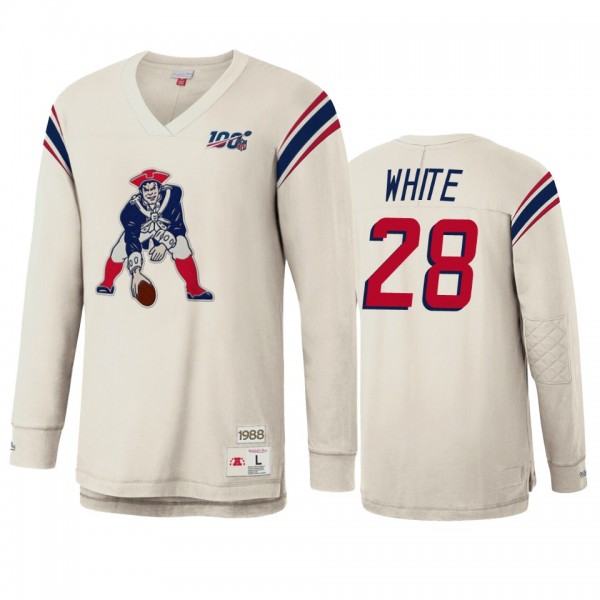 New England Patriots James White Mitchell & Ness White NFL 100 Team Inspired T-Shirt