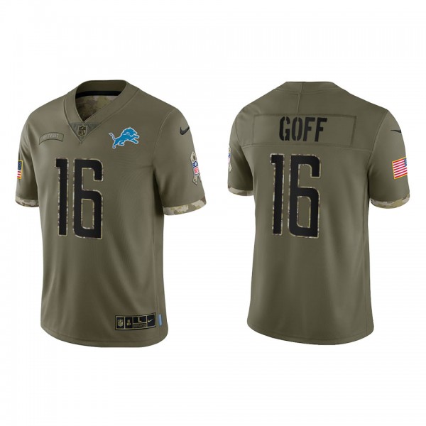 Jared Goff Detroit Lions Olive 2022 Salute To Serv...