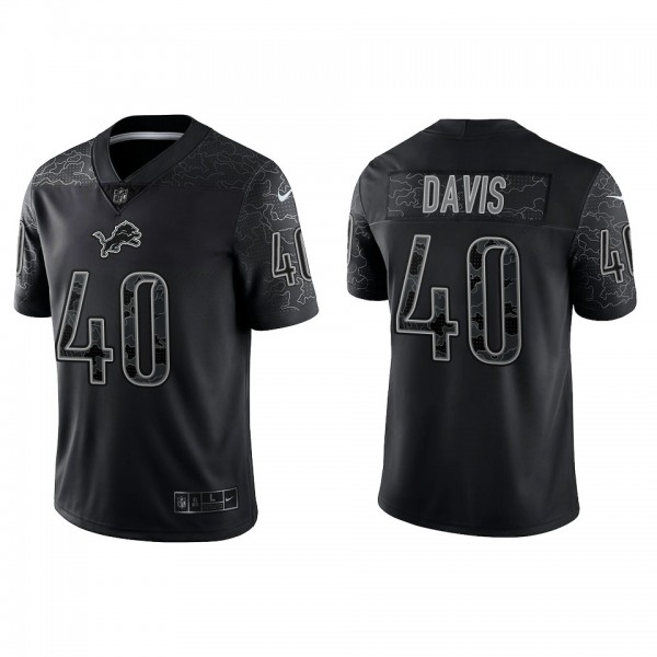 Jarrad Davis Detroit Lions Black Reflective Limited Jersey