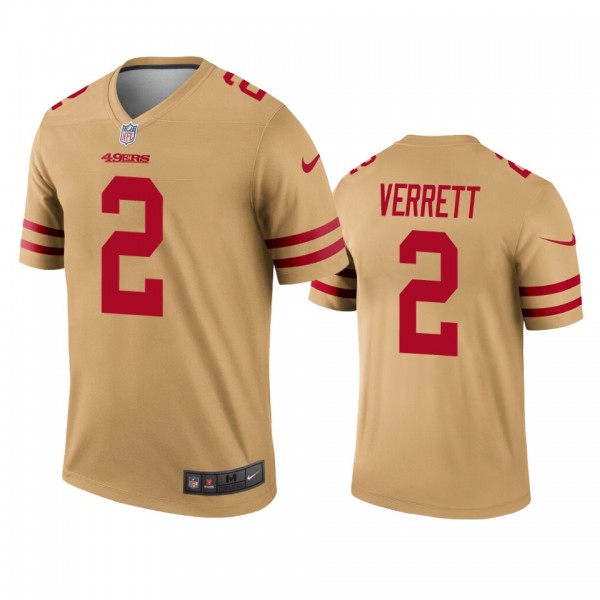 San Francisco 49ers Jason Verrett Gold Inverted Le...