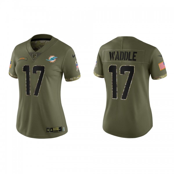 Jaylen Waddle Women's Miami Dolphins Olive 2022 Sa...