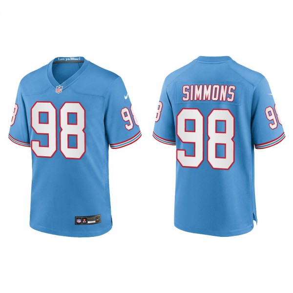 Jeffery Simmons Youth Tennessee Titans Light Blue Oilers Throwback Alternate Game Jersey