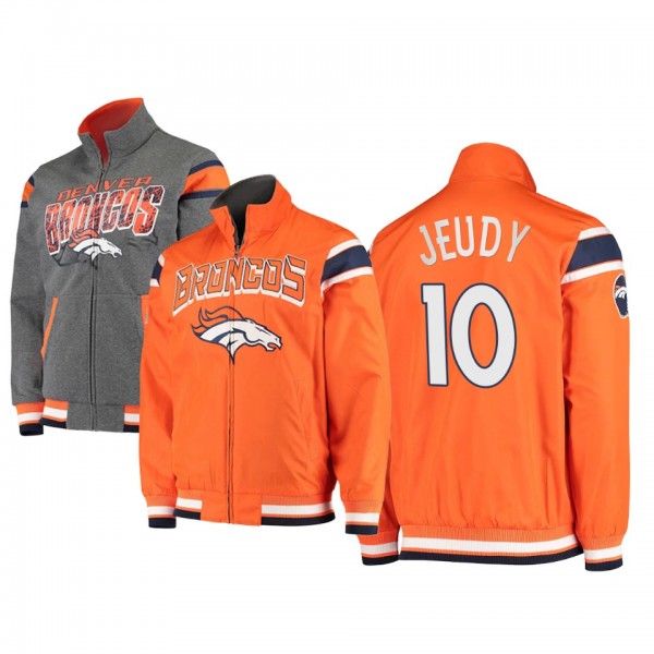 Denver Broncos Jerry Jeudy Orange Charcoal Offside Reversible Full-Zip Jacket