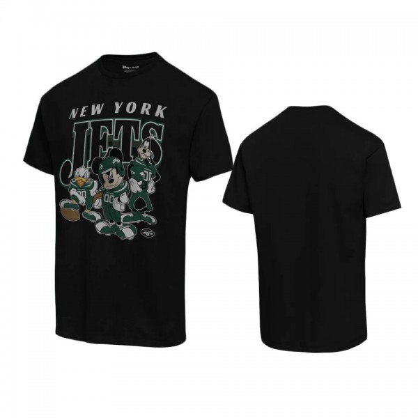 New York Jets Black Disney Mickey Huddle T-Shirt