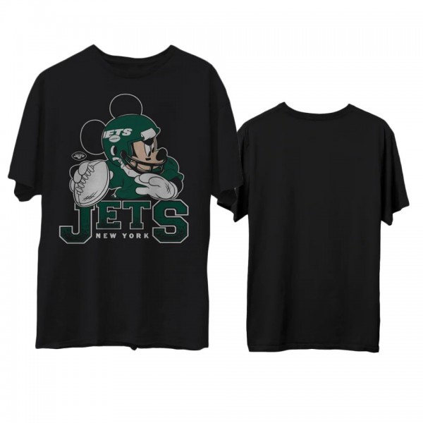Men's Jets Junk Food Disney Mickey QB Black T-Shir...