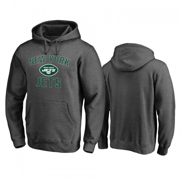 New York Jets Charcoal Victory Arch Pullover Hoodi...