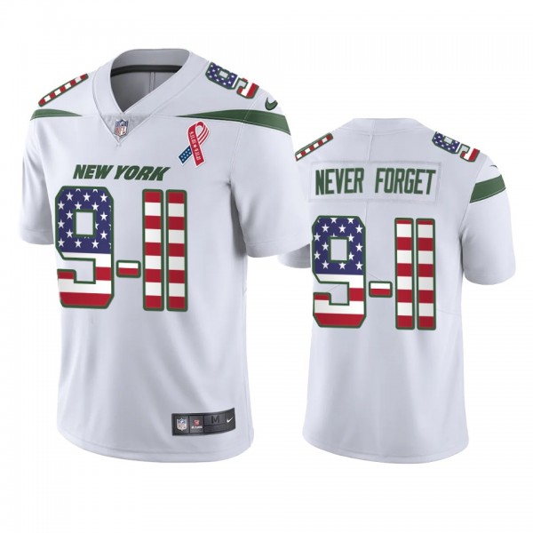 New York Jets White 9-11 Commemorative Jersey - Me...