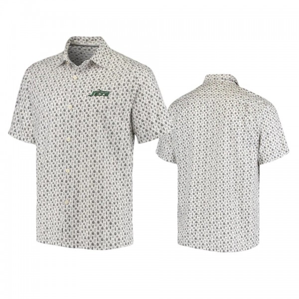 Men's New York Jets White Baja Mar Woven Button-Up Shirt