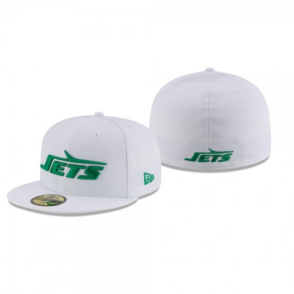 New York Jets White Omaha Throwback Logo 59FIFTY Fitted Hat