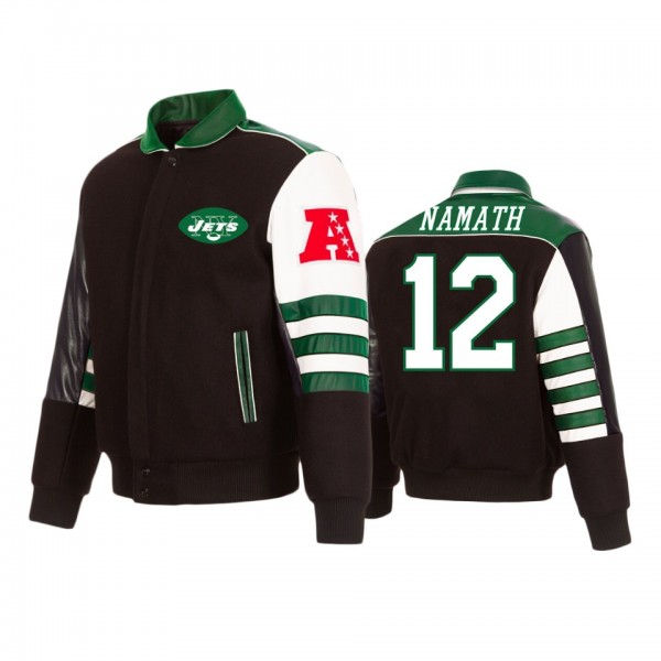 New York Jets Joe Namath Black Classic Name & Number Full-Snap Jacket