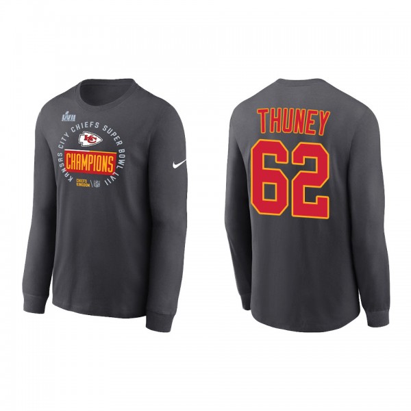 Joe Thuney Kansas City Chiefs Anthracite Super Bowl LVII Champions Locker Room Trophy Collection Long Sleeve T-Shirt