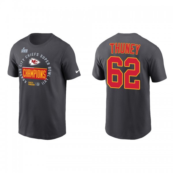 Joe Thuney Kansas City Chiefs Anthracite Super Bowl LVII Champions Locker Room Trophy Collection T-Shirt