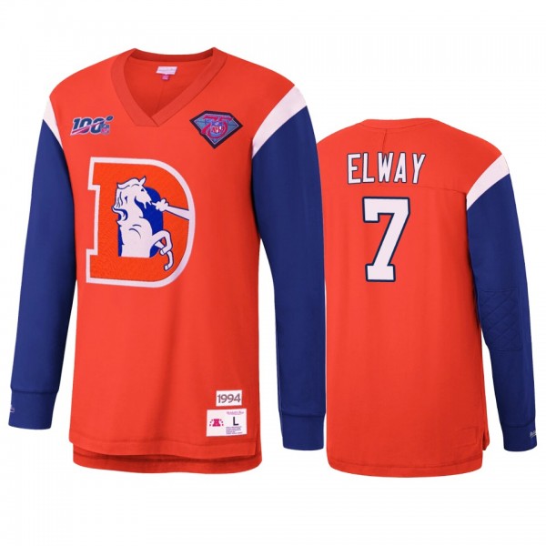 Denver Broncos John Elway Mitchell & Ness Orange NFL 100 Team Inspired T-Shirt