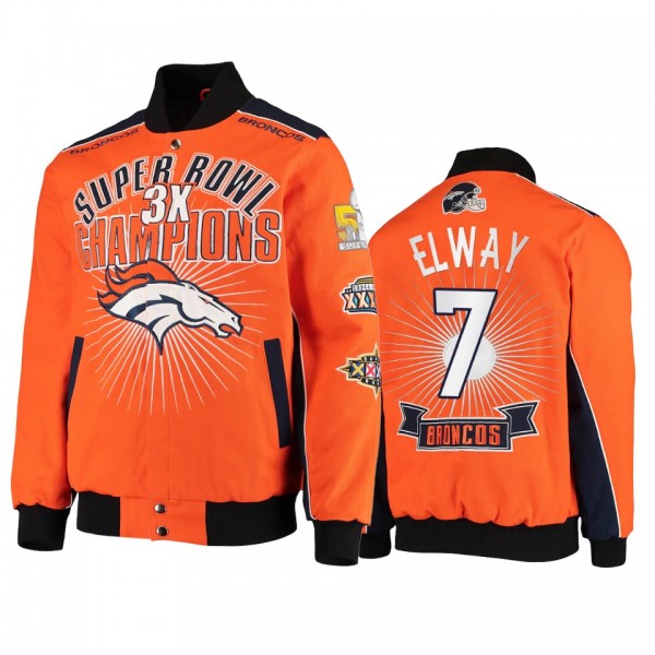 Denver Broncos John Elway Orange Super Bowl Champions Extreme Triumph Commemorative Full-Snap Jacket
