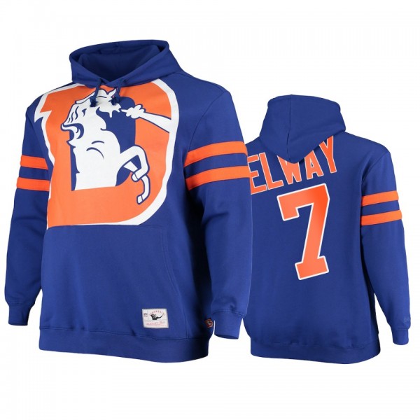 Denver Broncos John Elway Royal Big Face Historic Logo Fleece Pullover Hoodie