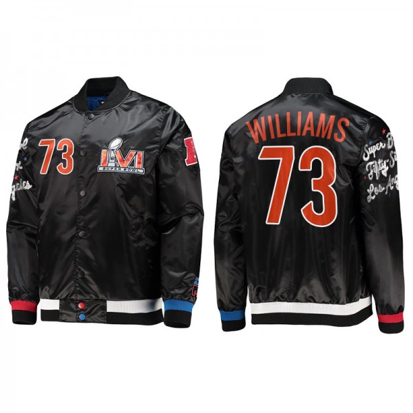 Men's Cincinnati Bengals Jonah Williams Black Starter x MSX by Michael Strahan Super Bowl LVI Satin Varsity Jacket