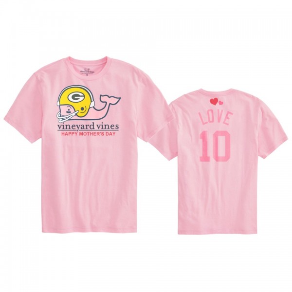 Women's Green Bay Packers Jordan Love Pink Mother's Day T-Shirt
