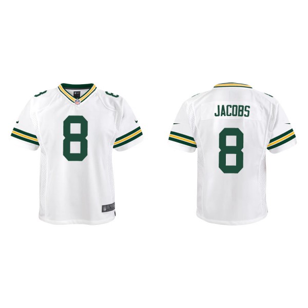 Youth Green Bay Packers Josh Jacobs White Game Jer...