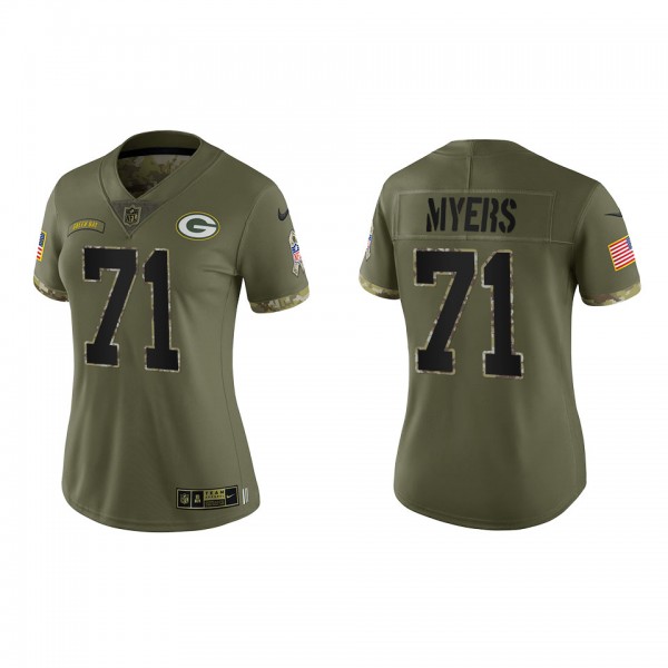 Josh Myers Women's Green Bay Packers Olive 2022 Salute To Service Limited Jersey
