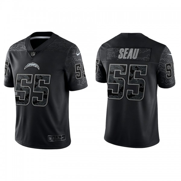 Junior Seau Los Angeles Chargers Black Reflective Limited Jersey