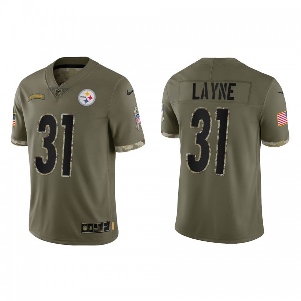 Justin Layne Pittsburgh Steelers Olive 2022 Salute...