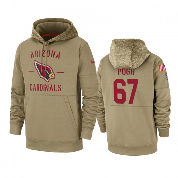 Arizona Cardinals Justin Pugh Tan 2019 Salute to Service Sideline Therma Pullover Hoodie