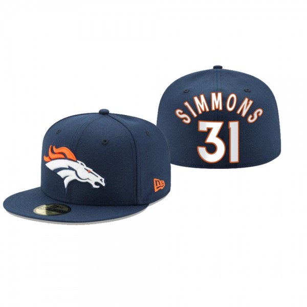 Denver Broncos Justin Simmons Navy Omaha 59FIFTY Fitted Hat