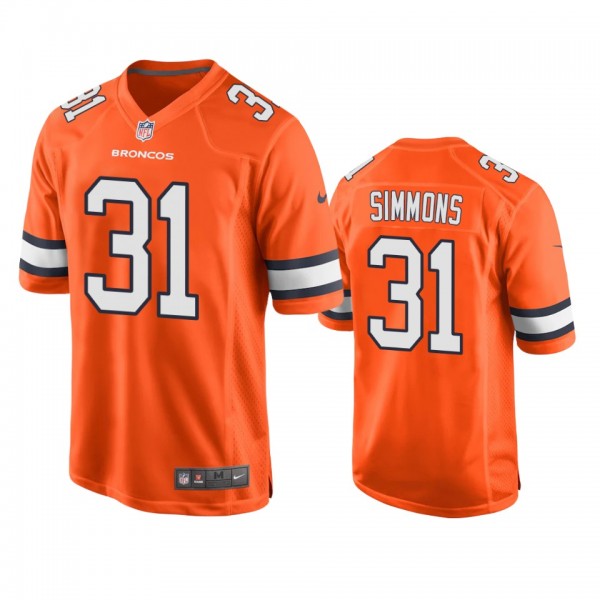 Denver Broncos Justin Simmons Orange Alternate Gam...