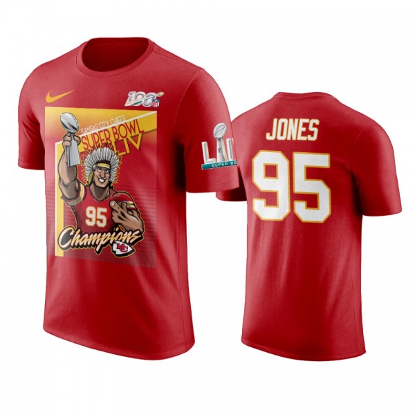 Kansas City Chiefs Chris Jones Red Super Bowl LIV Champions Cartoon T-Shirt