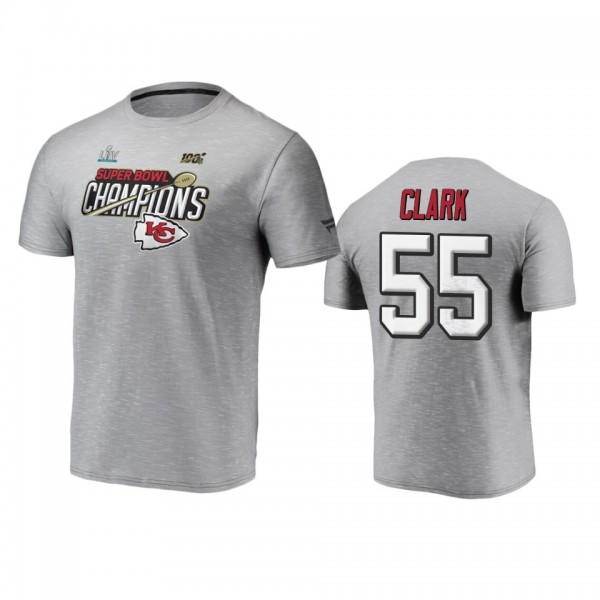 Kansas City Chiefs Frank Clark Heather Gray Super Bowl LIV Champions Trophy Collection Locker Room T-Shirt