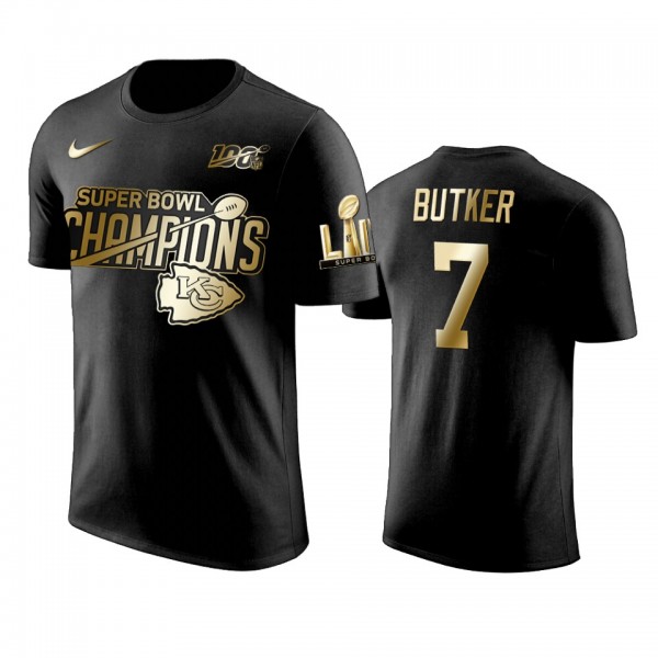 Kansas City Chiefs Harrison Butker Black Super Bowl LIV Champions Golden Edition T-Shirt